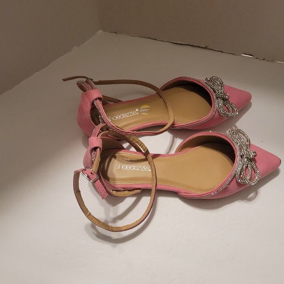 Shoedazzle Womens Rhinestone Pointed Toe Flat Pink Sandal Size 7 New without tag - Picture 9 of 10